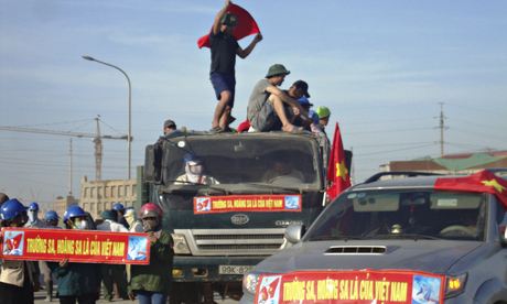 Vietnamese protesters outside the construction site of a Formosa steel mill in Ha Tinh province. Protests led to at least 21 killed and nearly 100 injured. Photograph: Reuters