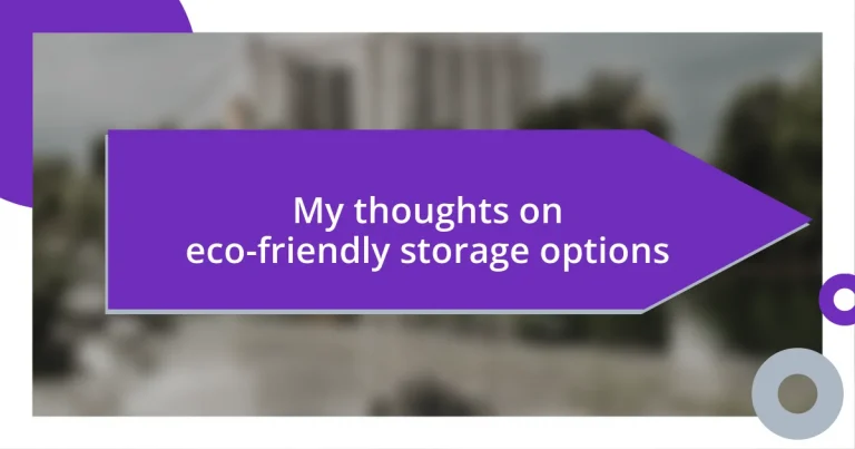 My thoughts on eco-friendly storage options